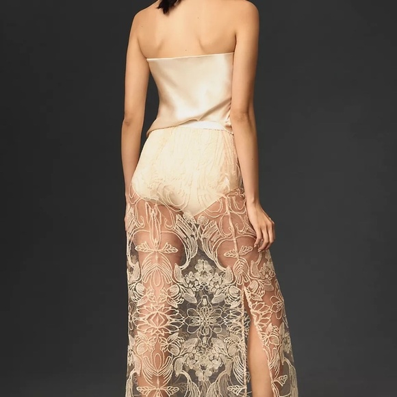 NWT Anthropologie Sheer Embroidered Skirt Rose Small - Picture 5 of 6